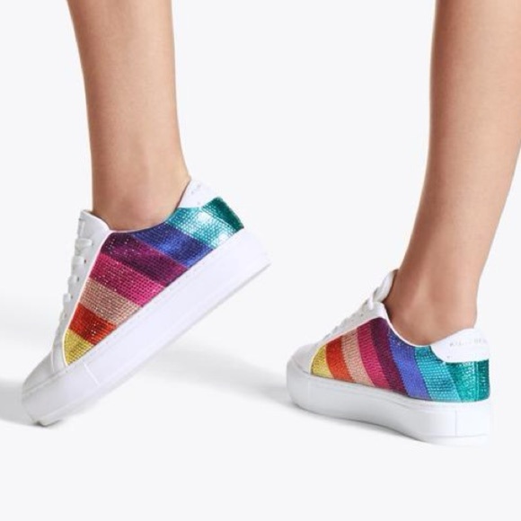 NWT KURT GEIGER LONDON Laney Stripe Crystal Pride Sneaker Size EU 41 US 10 - Picture 1 of 10